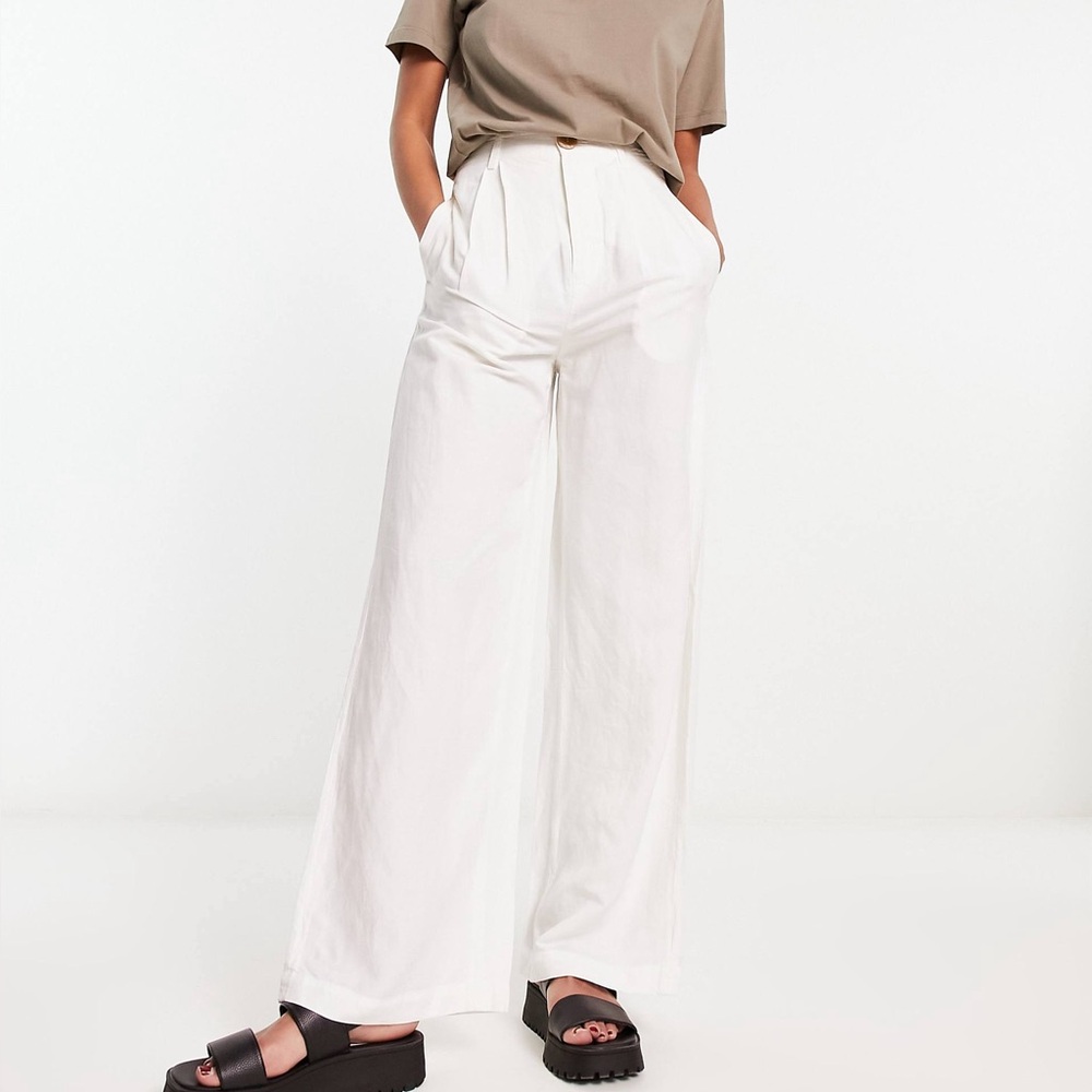 & Other Stories Off White Wide Leg Pants